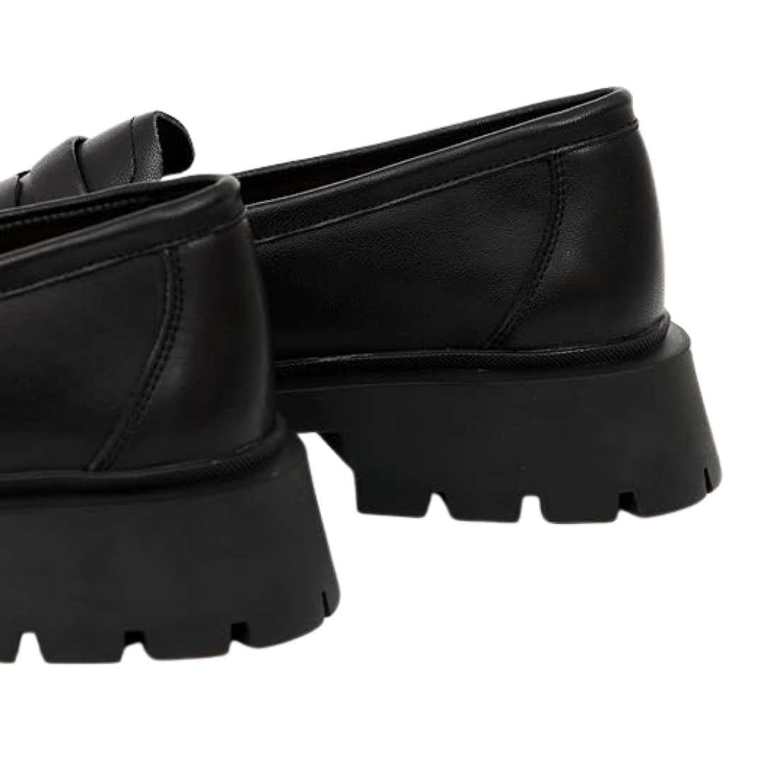 Mocassini Donna Pelle Nera Plateau 3cm
