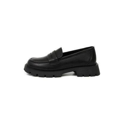 Mocassini Donna Pelle Nera Plateau 3cm