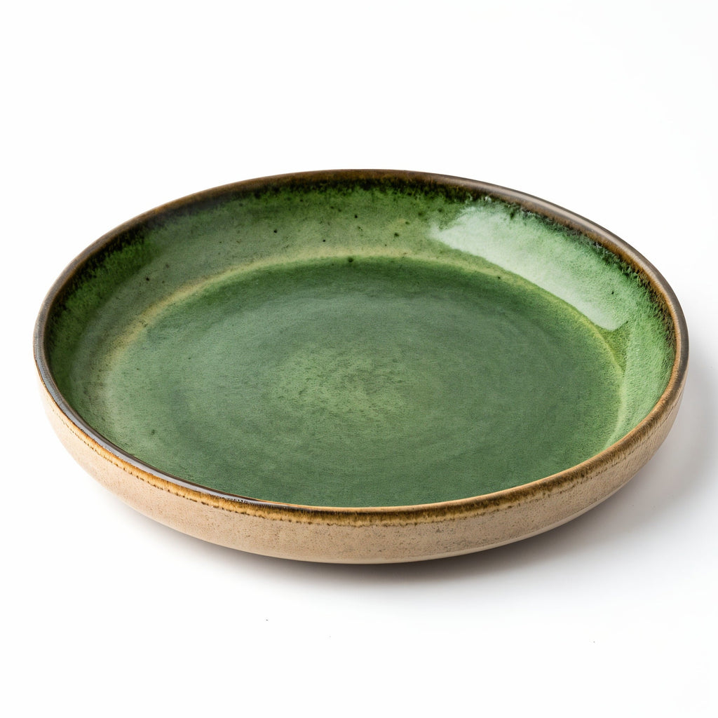 Bernatexshop Piatto Foresta — Vista a tre quarti del piatto con sfumature verdi