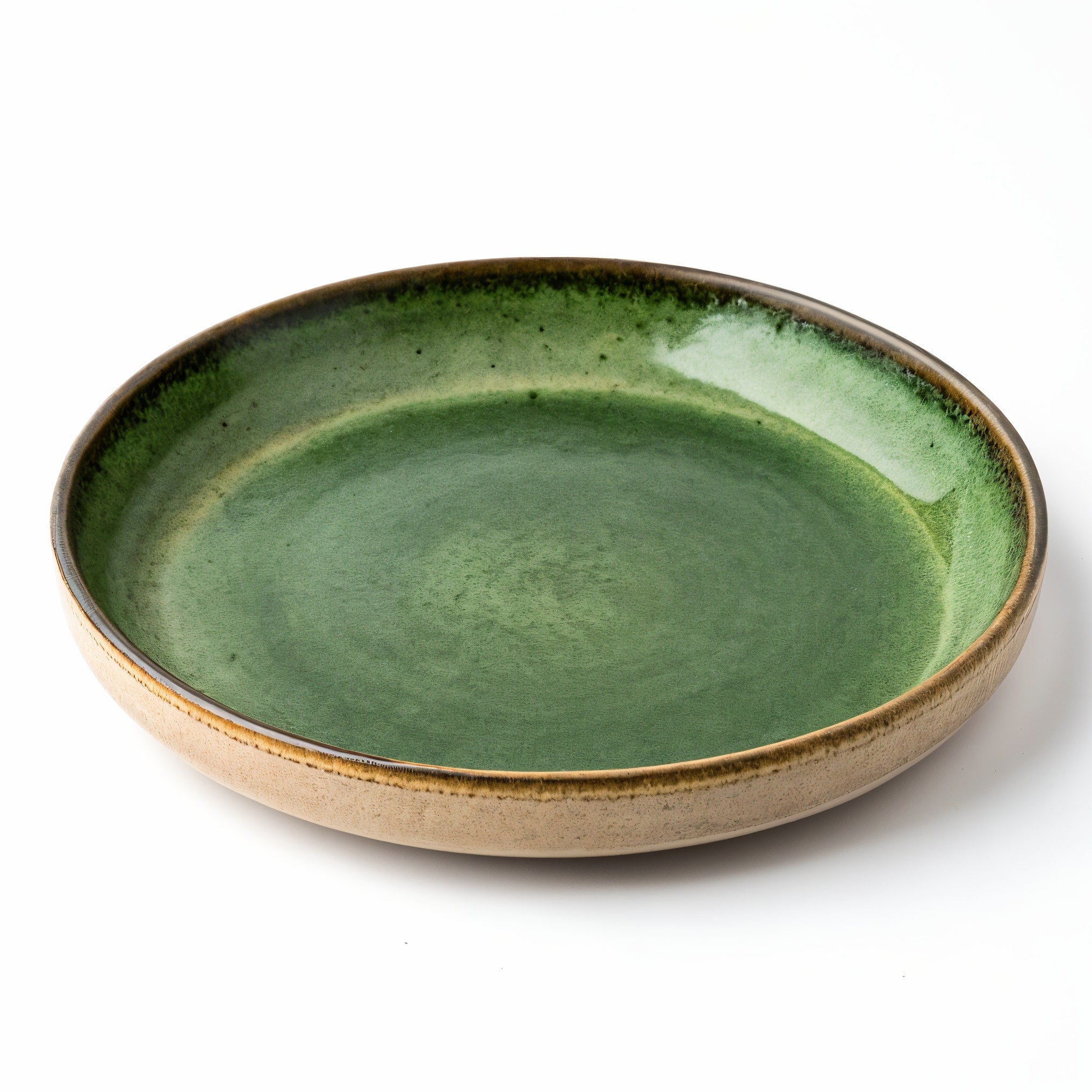 Bernatexshop Piatto Foresta — Vista a tre quarti del piatto con sfumature verdi