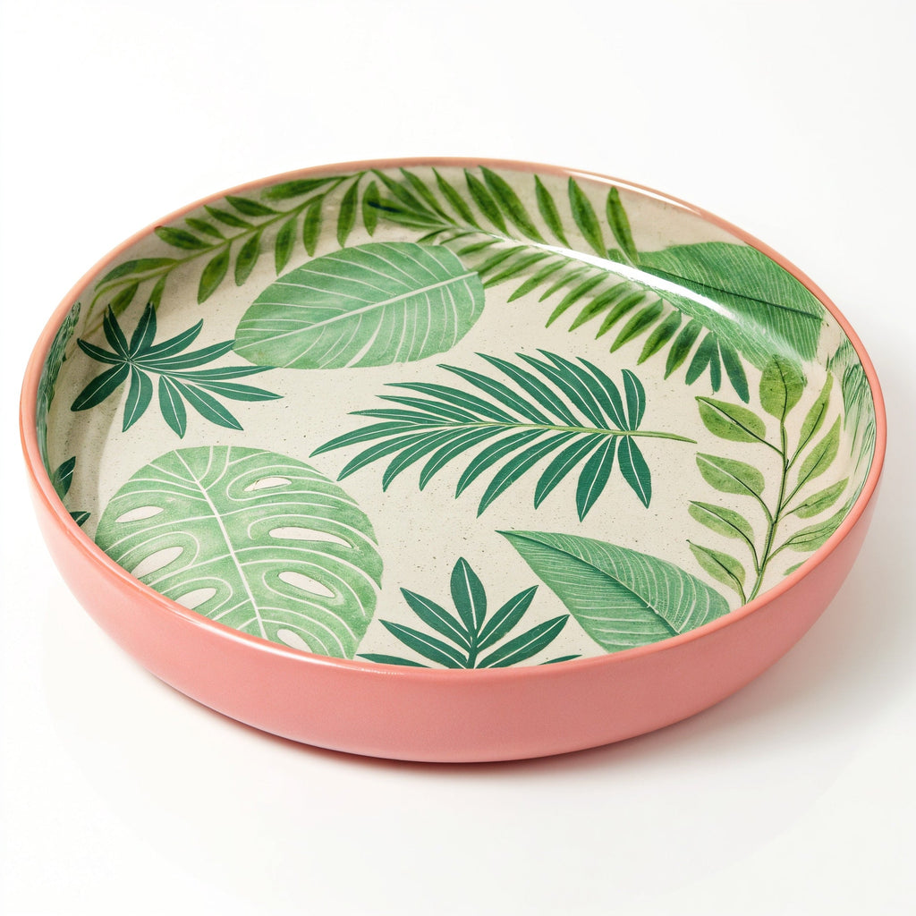 Bernatexshop Piatto Tropicale — vista frontale a tre quarti del piatto con sfumature tropicali